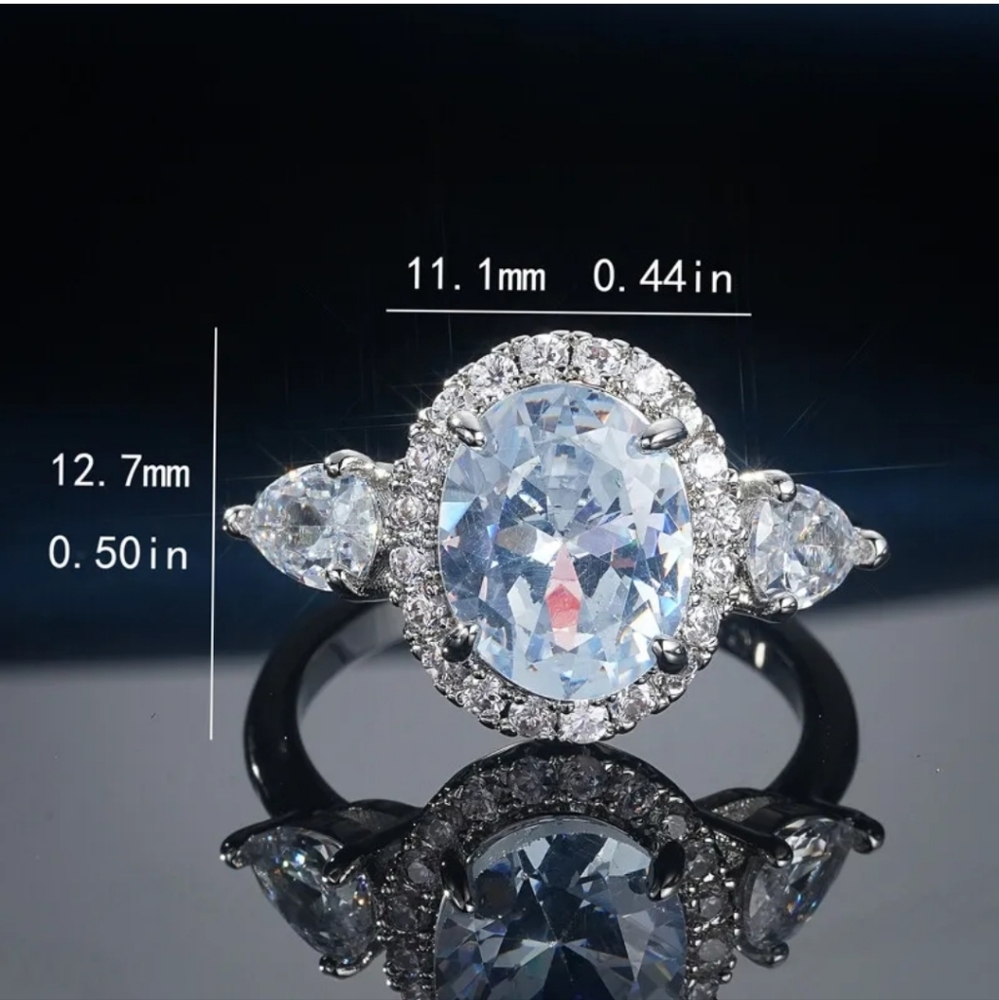 Nwot Moissanite Halo 925 Sterling Silver Ring sz 6